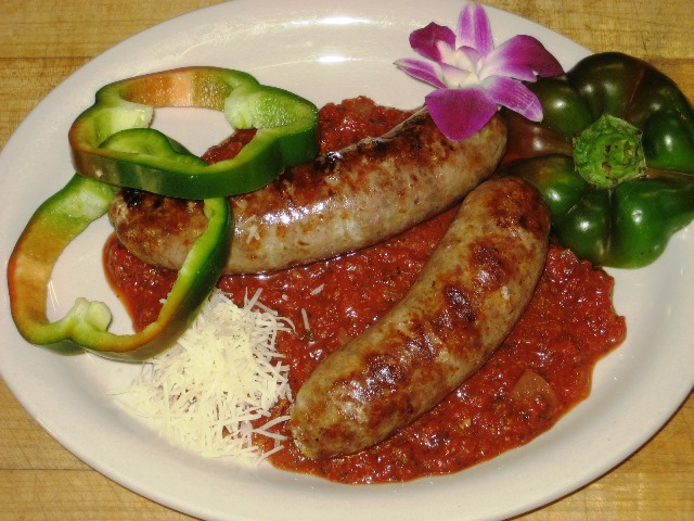 Clean eating begins with authentic food like this sausage over sauce.