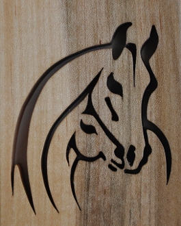 wooden trays, horse motif