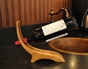 unique wine gift, curved wine holder maple