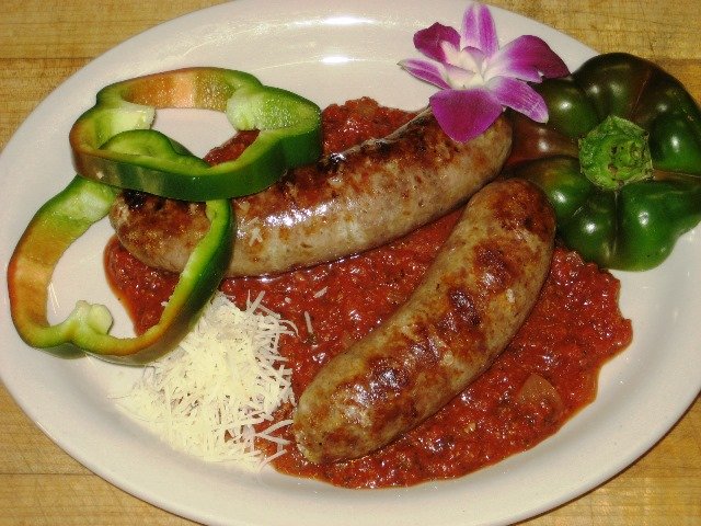 Clean eating begins with authentic food like this sausage over sauce.